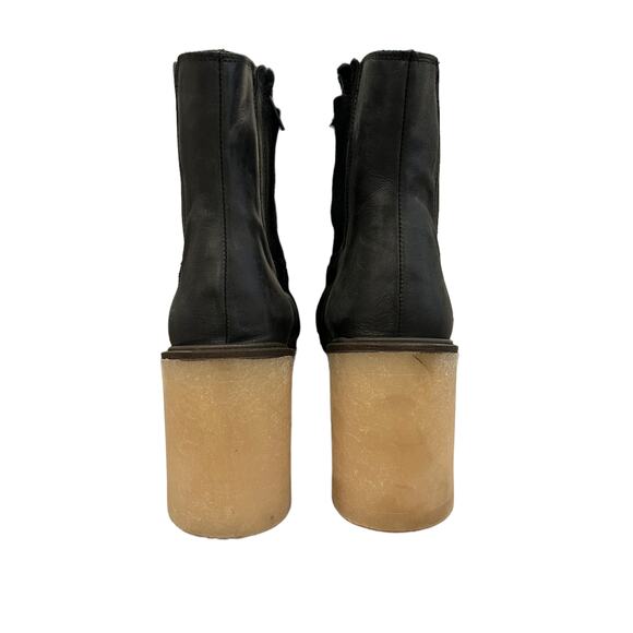 Free People James Chelsea Black Leather Ankle Boots Block Heel Platform Size 10 - Picture 7 of 13